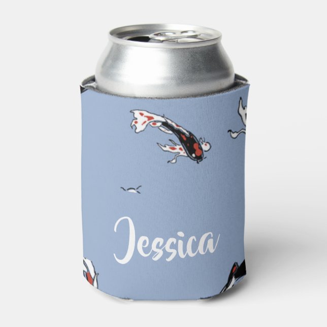 Enfriador De Latas Nombre personalizado koi fish blue (Lata Anverso)