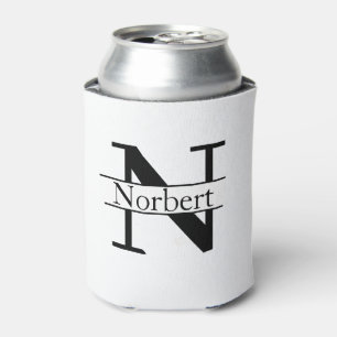 Enfriador De Latas Nombre personalizado negro minimalista moderno