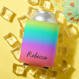 Enfriador De Latas Nombre personalizado Orgullo arcoiris Pastel