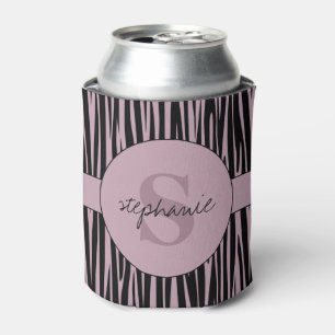 Enfriador De Latas Nombre personalizado Patrón de rayas de cebra mono