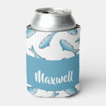 Nombre personalizado pez azul en blanco