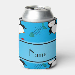 Enfriador De Latas Nombre personalizado pingüinos azules iglú calamar