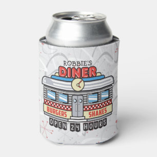 Enfriador De Latas NOMBRE personalizado Retro 50 Diner Rótulo 50 Atóm