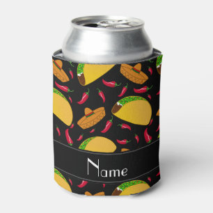 Enfriador De Latas Nombre personalizado tacos negros sombreros chilis