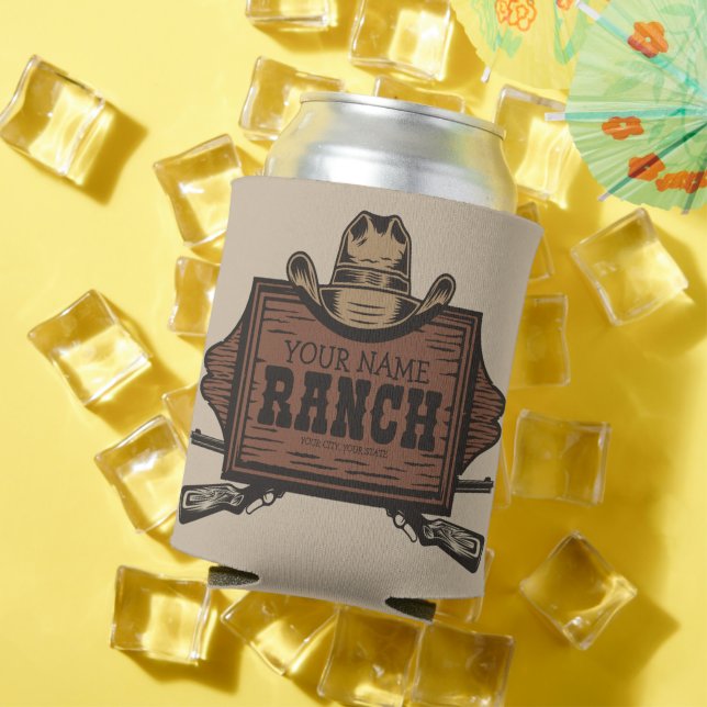 Enfriador De Latas NOMBRE personalizado: Vaquero dispara Rótulo Weste (Verano in situ)