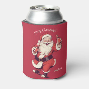 Enfriador De Latas Nombre personalizado y texto divertidos Santa borr