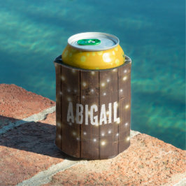 Enfriador De Latas Nombre y cadena ligera en roble