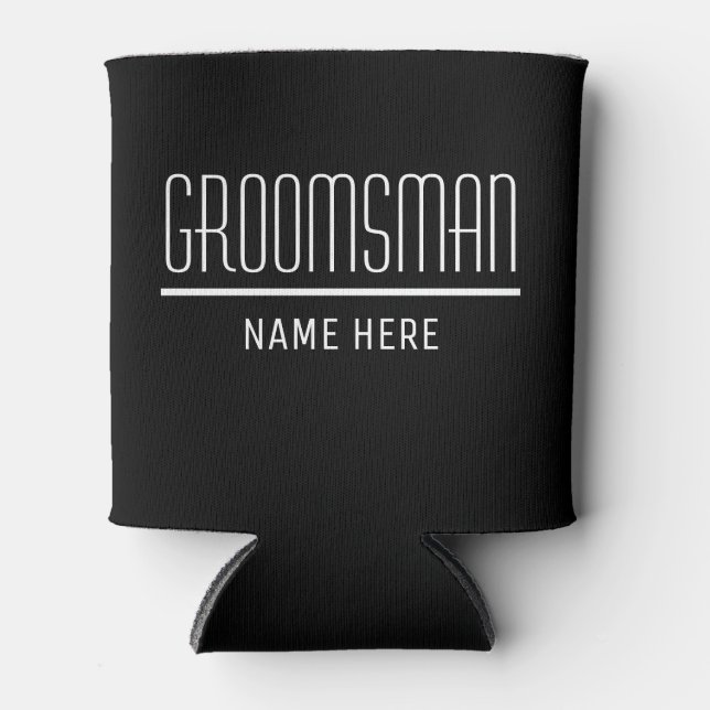 Enfriador De Latas Nombre y fecha personalizados de Groomsman (Anverso)