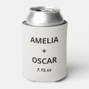 Enfriador De Latas Nombres de boda modernos en marfil negro personali