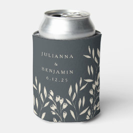 Enfriador De Latas Nombres de Bodas florales dibujados por la mano ne