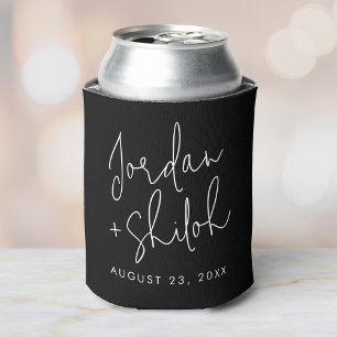 Enfriador De Latas Nombres elegantes de boda con caligrafía personali