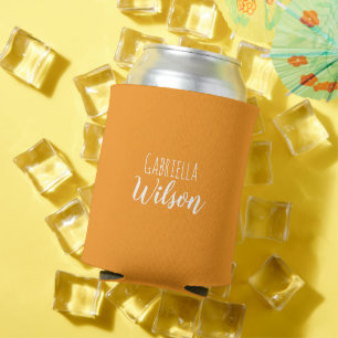 Enfriador De Latas Nombres personalizados modernista naranja minimali