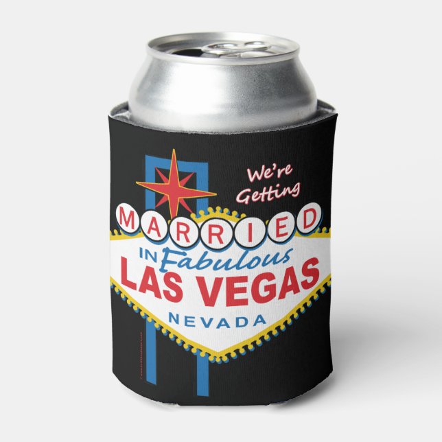 Enfriador De Latas Nos estamos casando en Las Vegas (Lata Anverso)