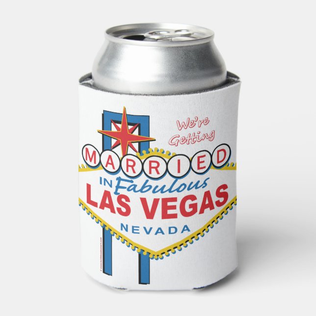Enfriador De Latas Nos estamos casando en Las Vegas (Lata Anverso)