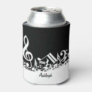 Enfriador De Latas Notas musicales jumbleadas de blanco personalizada
