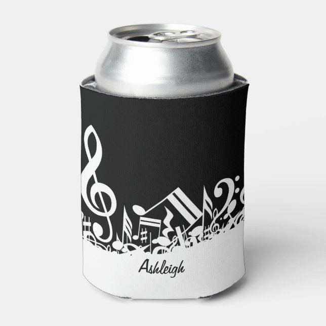 Enfriador De Latas Notas musicales jumbleadas de blanco personalizada (Lata Anverso)