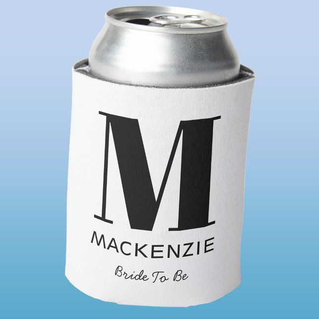 Enfriador De Latas Novia a ser nombre de monograma (Bride to Be monogram name personalized can cooler)