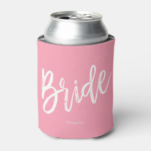Enfriador De Latas Novia Boda personalizada estilo script rosa