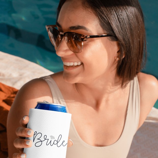 Enfriador De Latas Novia escritura moderna Diamond Bachelorette Party (Subido por el creador)