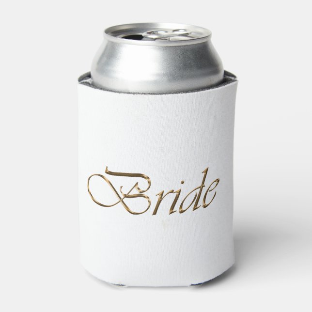 Enfriador De Latas Novia oro blanco caligrafía elegante chic (Lata Anverso)