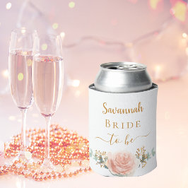 Enfriador De Latas Novia rosa dorado floral eucalipto follaje
