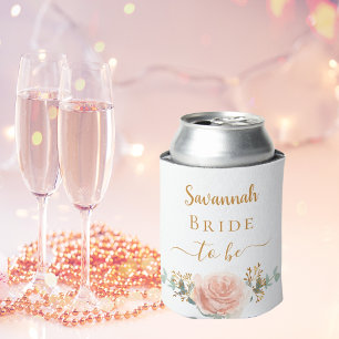 Enfriador De Latas Novia rosa dorado floral eucalipto follaje