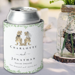 Enfriador De Latas Novia y Novio Dinosaurio Boda Personalizada