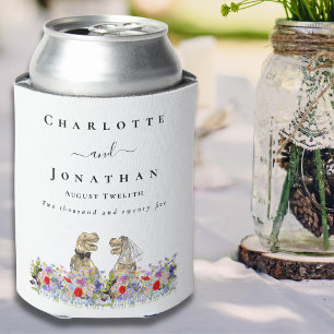 Enfriador De Latas Novia y Novio Dinosaurio Boda Personalizada
