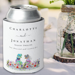Enfriador De Latas Novia y Novio Dinosaurio Bodas Personalizadas