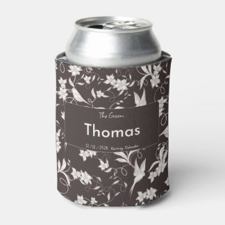 Enfriador De Latas Novio con estampado floral oscuro Fiesta de Boda