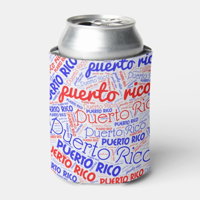 Enfriador De Latas Nube de palabras de Puerto Rico (Lata Anverso)