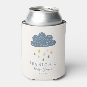 Enfriador De Latas Nubes Lindas y Gotitas de Lluvia en Azul para Baby