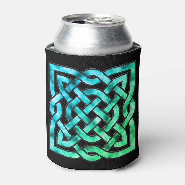 Enfriador De Latas Nudo celta - Verde azul cuadrado único (Lata Anverso)