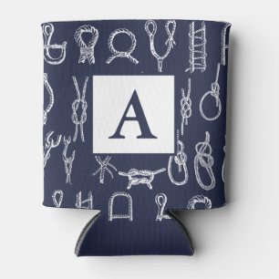 Enfriador De Latas Nudos náuticos blancos Personalizado