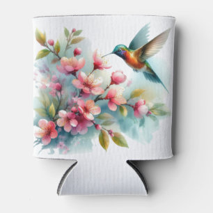 Enfriador De Latas Obra artística de colibrí floral/primavera