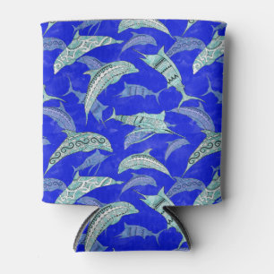Enfriador De Latas Ocean Blue Marine Animals Dolphins Marlins