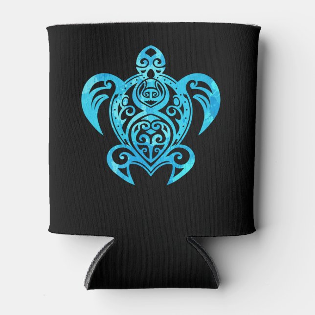 Enfriador De Latas Ocean Blue Tribal Hawaiian Sea Turtle (Anverso)