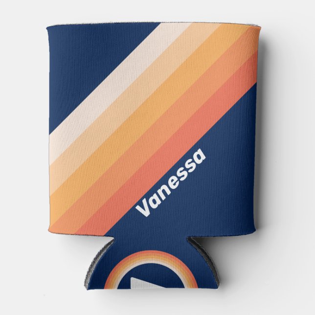 Enfriador De Latas Ocean Sun Fall Stripes with Name (Anverso)