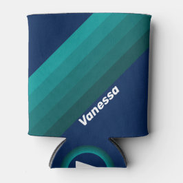 Enfriador De Latas Ocean Tide Stripes with Name