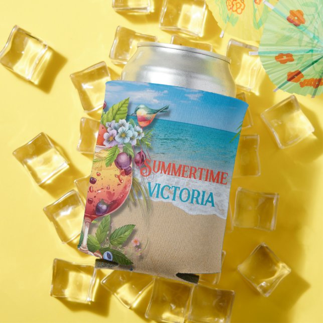 Enfriador De Latas Océano de playa personalizado en verano (Verano in situ)