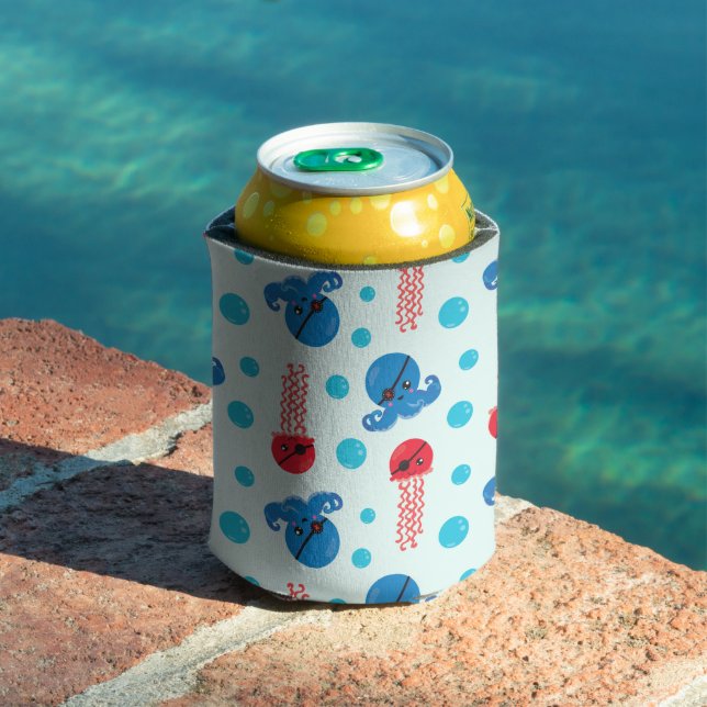 Enfriador De Latas Octopus pirata, medusas piratas, animales marinos (Piscina in situ)