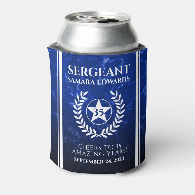 Enfriador De Latas Oficial de policía de Retirador de Mármol Azul (Reverso de la lata)