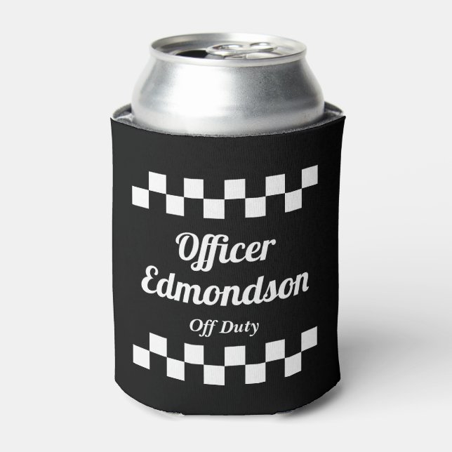 Enfriador De Latas Oficial de policía fuera de servicio Divertido neg (Lata Anverso)