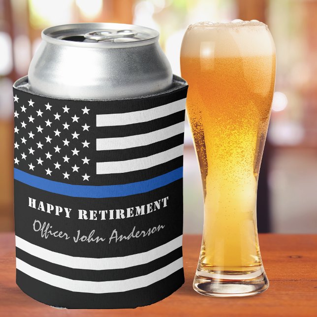 Enfriador De Latas Oficial de policía Thin Blue Line Feliz Jubilación (Subido por el creador)