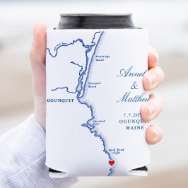 Enfriador De Latas Ogunquit Maine Map Wedding Favorito Bebida
