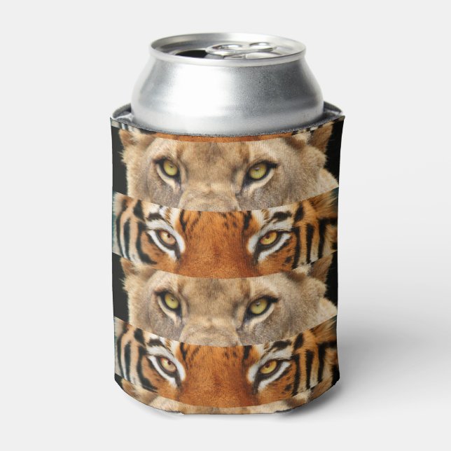 Enfriador De Latas Ojos de tigre y león. Foto (Lata Anverso)