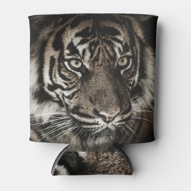 Enfriador De Latas Ojos de tigres: fondo negro intenso (Anverso)