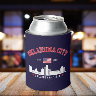 Enfriador De Latas Oklahoma City Skyline Patriotic Can Cooler