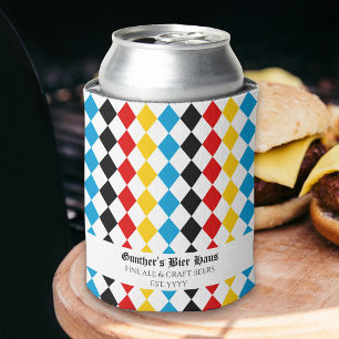 Enfriador De Latas Oktoberfest Texto personalizado azul negro rojo am