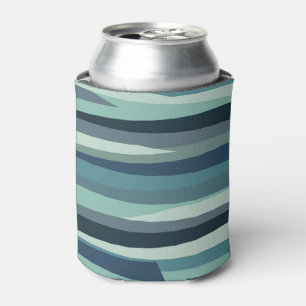 Enfriador De Latas Olas oceánicas geométricas azules